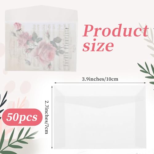 50 envelopes de vidro, sacos de vidro de 7 x 10 cm, envelopes de velino, envelopes de papel de selag
