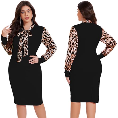 Image of Church Dress for Women Bodycon Long Sleeve Wrap Ruched Business Work Pencil Split Sheath Midi Dresses