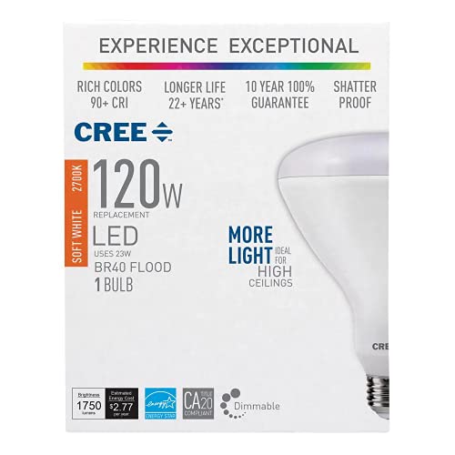 Cree Lighting Exceptional Series Br40 Bulb, 2700K Dimmable Led Bulb, 120W + 1750 Lumens, Soft White, 1 Pack,1 Count (Pack Of 1) #TOP3