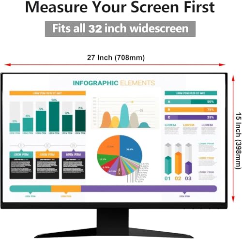 Image of 【10-Pack】 32 Inch Hanging Computer Privacy Screen | Anti-Spy | Blue Light | No Adhesive | Protects Confidential Data | Easy to Hang | Reusable | Scratch Resistant