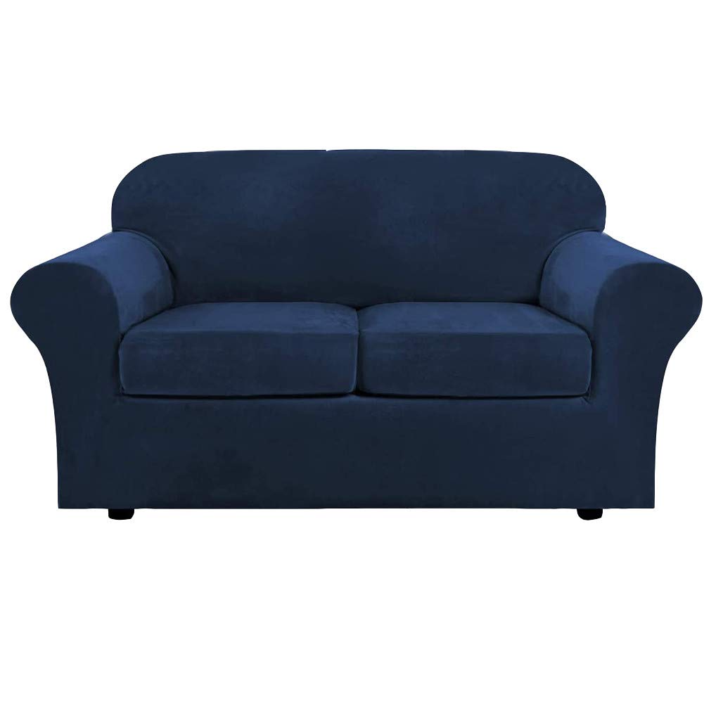 SDYdsgE sofa cover， Plush Velvet Sofa Cover Set Stretch Slipcover Loveseat for 2 Cushion Couch Elastic Bottom(Navy)