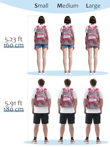 Image of Clear Backpack for School, Heavy Duty Transparent Bookbag | Reinforced Biuld, 0.5mm Thick PVC, Padded Straps, 6 Pockets, Fits Boys /Girls /Adults, for College Work Travel