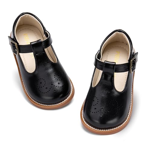 Image of PHIRAMIN Toddler Girl Mary Jane Student Oxford Shoes-Little Girl School Uniform Shoes for Wedding Party