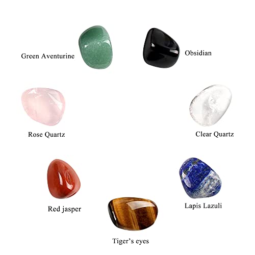 7pcs Crystals for Beginners Natural Stones Set Crystals and Gemstones,7 Chakra Healing Crystal Reiki Puff Pocket Palm Stone for Stress Relief Chakra Balancing Home Decoration Yoga - Image 3
