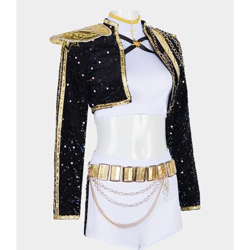 Girls and Adult Demon Costume Hunters, Black and Gold Dress Suit, Cosplay, Stage Costume