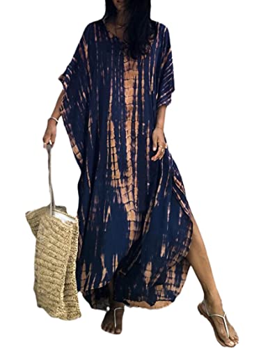 Image of Kaftan Dresses for Women Plus Size Summer Beach Dress with Print and Swim Cover Ups