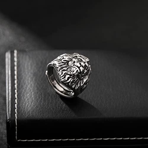 Yumikoo Lion Ring for Men Titanium Stainless Steel Open Ring - Thumbnail 5