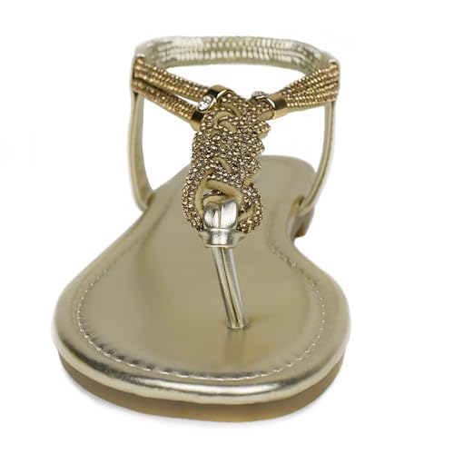 Women's Rhinestone Thong Flat Sandals Elastic Ankle Strap Bohemian Dressy Sandals for Women3