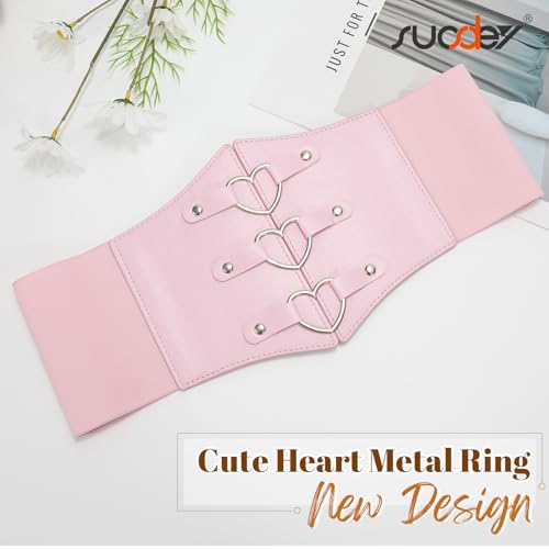 SUOSDEY Women Heart Corset Belt Goth Stylish Wide Elastic Waist Corset for Cosplay Halloween Renaissance Daily3