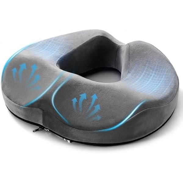 CEWROM Poduszka do siedzenia, ergonomiczna poduszka do siedzenia, z pianki z pamięcią kształtu, łagodzi nacisk poprzez długie siedzenie, poduszka pierścieniowa do krzeseł biurowych, wózków