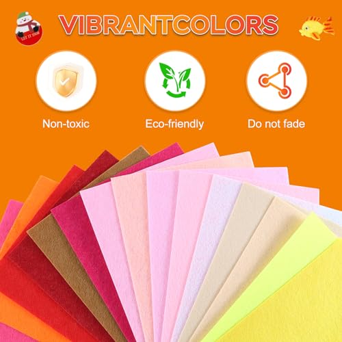 RMIVEGLIA 40er Set filz zum basteln in 40 verschiedenen Farben, filz basteln 20 x 30 cm, Filzstoff aus Polyester, ideal für DIY-Projekte, Nähen, Handwerken und Dekorationen.