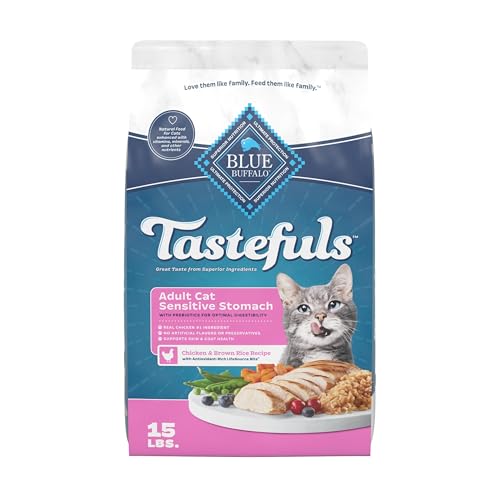 Blue Buffalo Tastefuls Chicken & Brown Rice Recipe Sensitive Stomach Adult Dry Cat Food, Real...