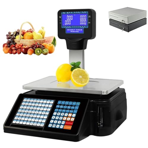 Básculas comerciales, báscula electrónica de precios al por menor, báscula de caja registradora,30 kg para pesaje de supermercados/tiendas minoristas/almacenes,A+Cashbox