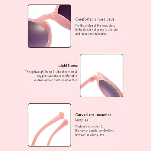 Image of SYGA Baby Rose Flower Stretchable Headband With Uv Protection Cat Type Sunglasses Stylish Combo For Toddlers And Kids (Pink)