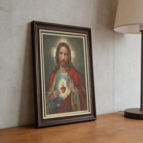 Impression sur toile Sacré-Cœur de Jésus avec cadre suspendu élégant