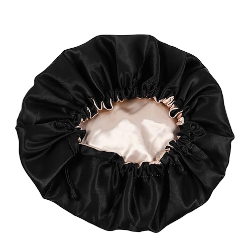 Genérico Gorro de dormir de doble capa ajustable gorro de dormir de seda gorras gorro de ducha mujer gran gorro de ducha luces gorro cocinero gorros cocinero gorro de baño baños Satín Black