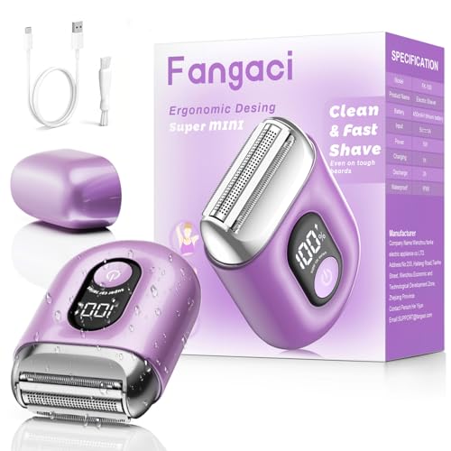 Fangaci Cordless Electric Shaver for Women: Mini Electric Razors with LED Display - Rechargeable...