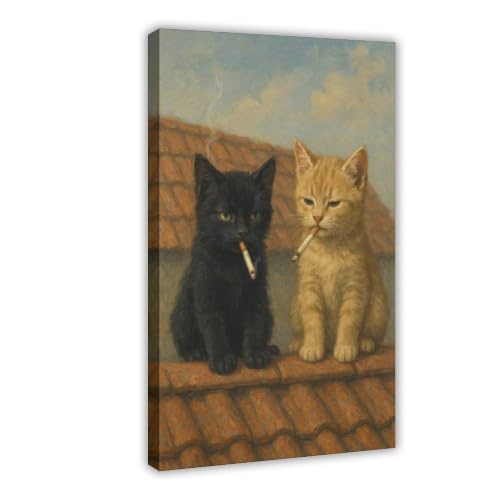Impression sur toile avec chats qui fument pour changer votre déco de chambre