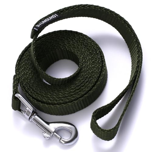 Siumouhoi Guinzaglio per cuccioli/cani, resistente, stile tradizionale con gancio per collare facile da usare, guinzaglio ideale per cani di piccola e media e grande taglia (verde militare, 1,5 cm x