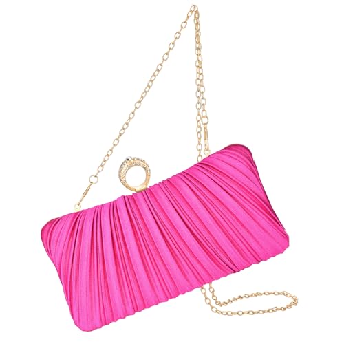 Image of Fashion Women's Evening Bags, Gold Silk Luxury Handbags with Chain Stylish Purses for Wedding Party