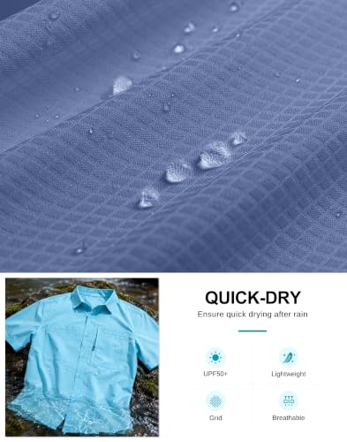 Image of G Gradual Men's Fishing Shirts with Zipper Pockets UPF 50+ Lightweight Cool Short Sleeve Button Down Shirts for Men Hiking