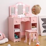 【Organisation Complète】Avec son large plateau, son tiroir fermé et 4 niches spacieuses sur les côtés, elle offre un rangement idéal pour accessoires, jouets, livres et fournitures, encourageant l'autonomie et le rangement.
