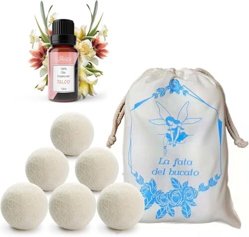 Boules de séchage anti-froissage et anti-statique LUMINER en laine naturelle x6