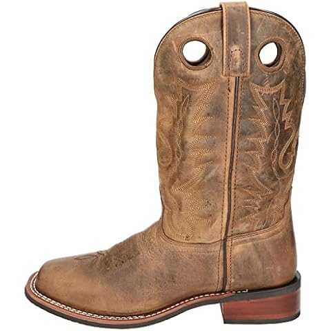 Smoky Mountain Boots | Duke Series | Men’s Western Boot | Square Toe | Rubber Sole & Stacked Leather Block Heel | Man-Made Lining & Leather Upper | Steel Shank | Brown Oil Distress | 8 Cover
