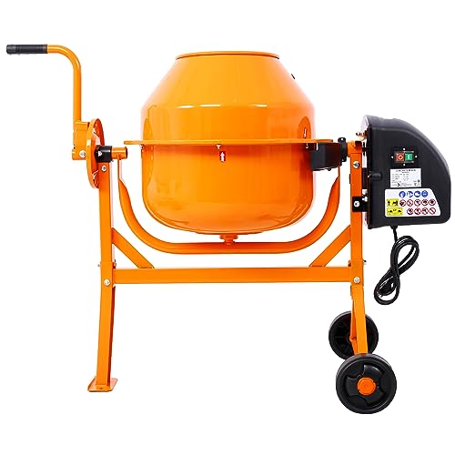 Cement Mixer, 3 Cu. Ft Electric Concrete Mixer Machine, 110v AC Motor Portable Power Cement Mixers for Mortar, Stucco and Fodder