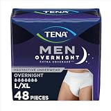 TENA Men Overnight Extra Coverage Underwear L/XL 48 ct