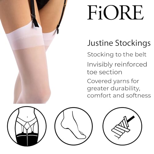 Image of Fiore Sensual Justine Smooth Sheer Stockings - Women, Elegant, Sophisticated, Formal Occasions - Black, One Size