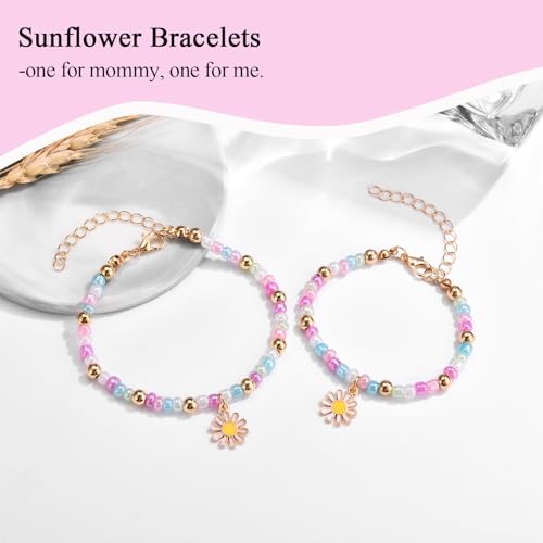 Image of Back to School Gifts Bracelet Mommy and Me Mom and Daughter Bracelets Set for 2 First Day of School Bracelet Gifts for Daughter Girls Kindergarten Preschool Pre k 1st 2nd Grade