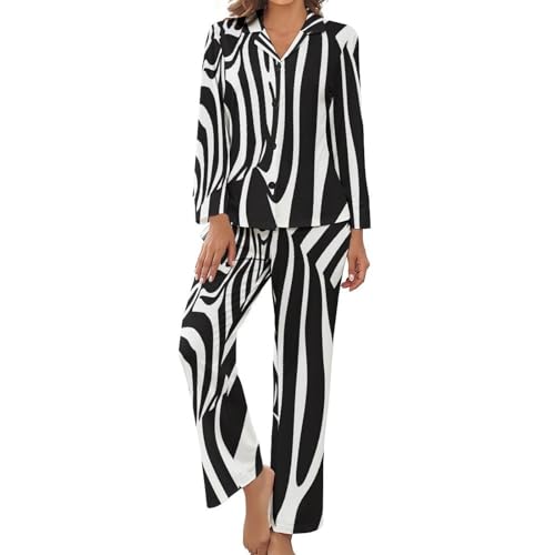 Pyjama deux pièces femme zèbre grande taille en coton léger d'été