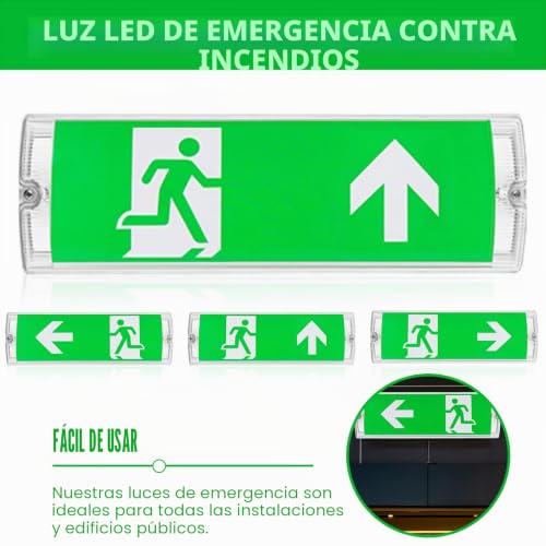 Miniatura 5 de Iluminación De Emergencia Led, Luz De Salida De Emergencia Led, Luz De Salida De Emergencia Impermeable Ip65 Con Batería De Respaldo, Panel De Salida De Emergencia Iluminado 3h, 4 Pictogramas