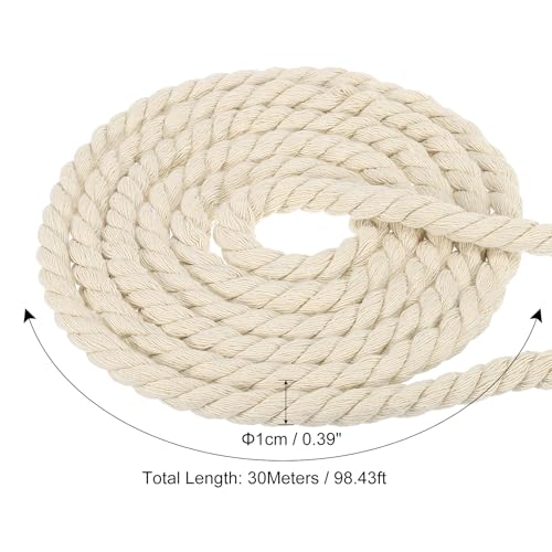 Cuerda de algodón trenzada de 3 hebras gruesa blanca para manualidades de macramé 3