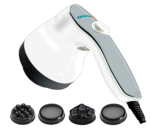 AmbiTech Premium Handheld Neck Back Personal Massager Deep Tissue Percussion Massage for Shoulder, Leg, Foot, Muscles, Electric 4 Versatile Massage Heads (1 Year Warranty)