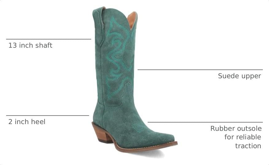 Image of Dingo Womens Out West Embroidered Snip Toe Casual Boots Mid Calf Mid Heel 2-3 inch