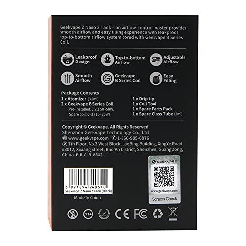 Geekvape Z Nano 2 tank 3.5ml electronic cigarette atomizer vaporizer Fit b series coil for m100 Aegis Mini 2 Mod – vue 7