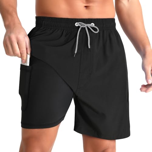 Mens Swim Trunks with Compression Liner 5.5
