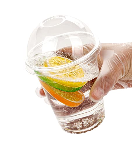 Image of Golden Apple Cup series, 12oz-50sets Clear Plastic cups with Dome lids with hole (50cups+50lids)