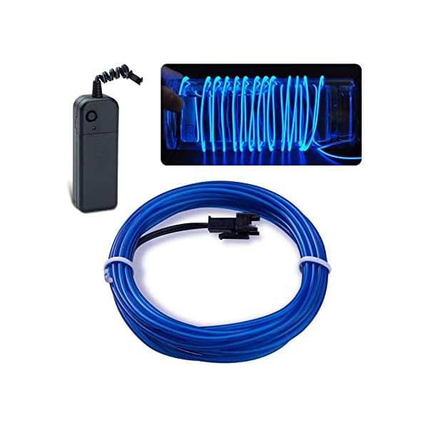 Lychee neon glowing strobing electroluminescent light el wire w/battery pack for parties, halloween decoration
