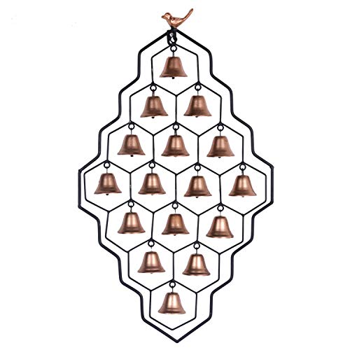 Simmer Stone Windspiel, Metall Messing Windglocke für drinnen und draußen, rustikale Wandhalterung, Heimdekoration für Fenster, Balkon, Garten, Hof und mehr Cover