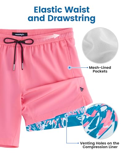 Image of maamgic Mens Swim Trunks with Compression Liner 7 Inch Inseam Mens Bathing Suit Quick Dry Swimming Trunks Swimsuit