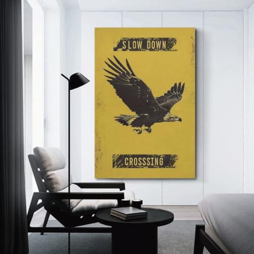 Toile vintage Eagle Crossing Warning grand format déco chambre