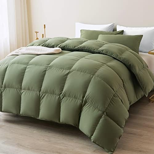 Soft Comforter Twin Size-Lightweight Down Alternative Comforter Duvet Insert with 8 Corner Tabs-Fluffy Breathable Box Stitched Reversible Comforter(Dark Green, Twin)