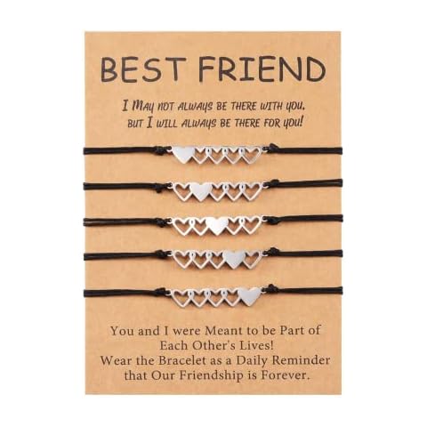 YELUWA 5Pcs Best Friend Friendship Bracelet Sisters BFF Bestie Heart Distance Matching Long Distance Handmade Relationship Bracelets Birthday Gift for Teen Girls Women Mother Daughters Cover