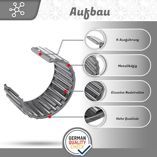 Parts and Parts K17x21x10 Nadelkranz 17x21x10mm, DIN 5405 ISO 3030, reibungsarmes Nadellager, kompaktes und hochbelastbares Nadellager für Getriebe, Automotoren und Industrieanlagen