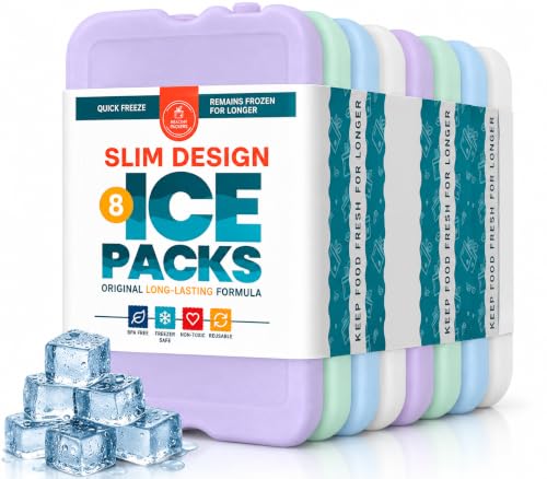 Healthy Packers Ice Packs for Lunch Boxes & Coolers, Slim Long Lasting, 8pk