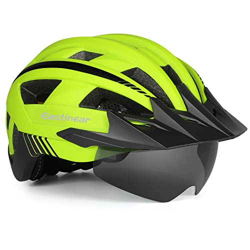 Casque Vélo Adulte Avec Feu Arrière USB Et Lunettes Magnétiques (bleu Marine, Taille L)