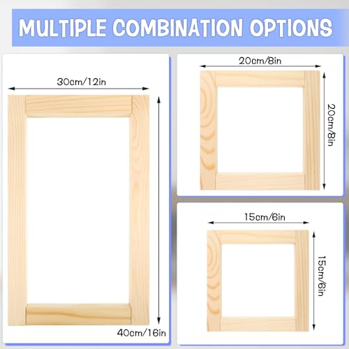 Image of Foxtell 12 Sets Needlepoint Stretcher Bar Set, 6 Sizes Stretcher Bars for Needlework Art Supplies Wooden Canvas Stretcher Bar Set with 100 Pins Regular Stretcher Bars for Needlepoint Frame Set